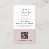 Carte De Visite Logo photo QR code moderne blanc clair rose taupe (Dos)