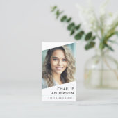 Carte De Visite Logo photo QR code moderne blanc professionnel (Debout devant)