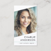 Carte De Visite Logo photo QR code moderne blanc professionnel (Devant)