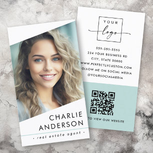 Carte De Visite Logo photo QR code moderne blanc professionnel
