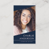 Carte De Visite Logo photo QR code moderne bleu foncé professionne (Devant)