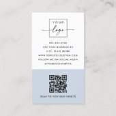 Carte De Visite Logo photo QR code moderne bleu poussiéreux profes (Dos)