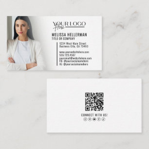 Carte De Visite Logo Photo QR Code Professionnel Moderne