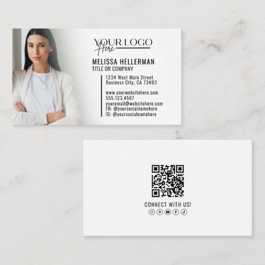 Carte De Visite Logo Photo QR Code Professionnel Moderne (Devant / Derrière)