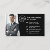 Carte De Visite Logo photo QR Code professionnel noir moderne (Devant)
