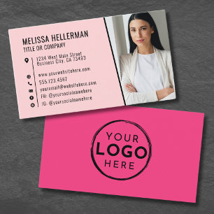 Carte De Visite Logo Photo Rose Professionnel