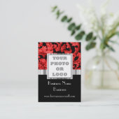 Carte De Visite Logo photo rouge et noir damassé (Debout devant)