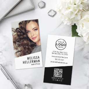 Carte De Visite Logo Photo Vertical Coiffeur