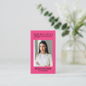 Carte De Visite Logo Photo Vertical Rose Code QR Professionnel (Debout devant)