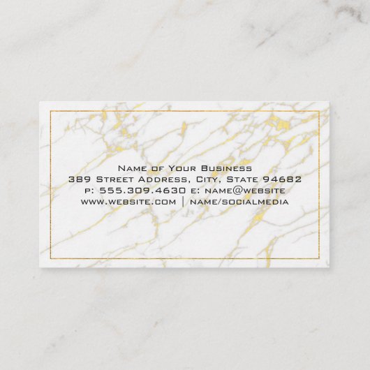 Carte De Visite Logo Pillar Feather | Bordure d'or | Marbre (Dos)