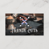 Carte De Visite Logo Poles de magasin de barbier | Outils de coupe (Devant)