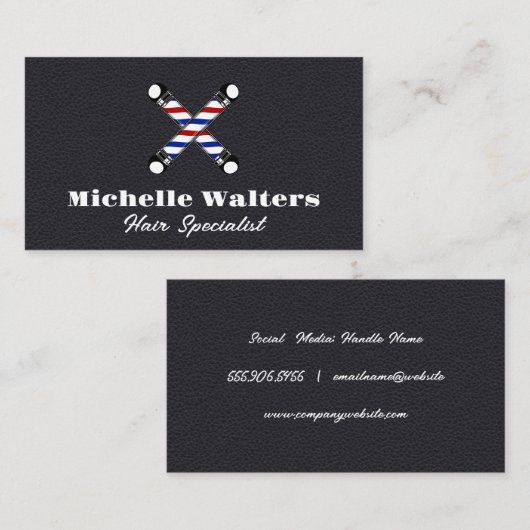 Carte De Visite Logo Poles en Barbre | Texture en cuir (Devant / Derrière)