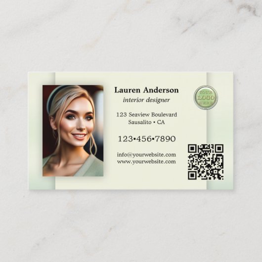 Carte De Visite Logo Portefeuille vert QR Code Concepteur intérieu (Dos)