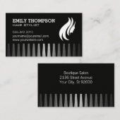 Carte De Visite Logo pour cheveux | Comb | Arrière - plan métalliq (Devant / Derrière)