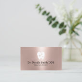 Carte De Visite Logo pour dent dentaire Rose moderne Gold Dentist (Debout devant)