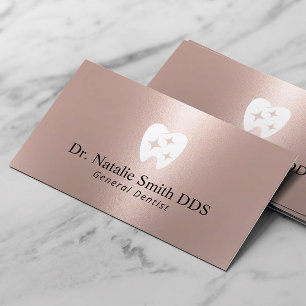 Carte De Visite Logo pour dent dentaire Rose moderne Gold Dentist