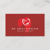 Carte De Visite Logo pour dents à coeur blanc, dentisterie, dentis (Devant)
