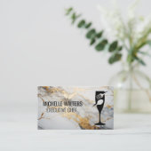 Carte De Visite Logo pour restaurants raffinés | Marbre blanc d'or (Debout devant)