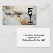 Carte De Visite Logo pour restaurants raffinés | Marbre blanc d'or (Devant / Derrière)
