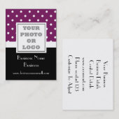 Carte De Visite Logo pourpre de photo de point de polka (Devant / Derrière)