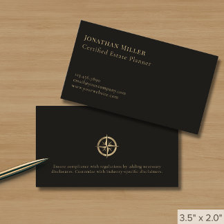 Carte De Visite Logo professionnel Black Gold Compass