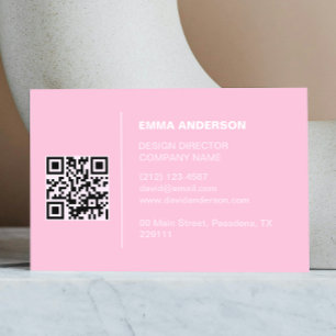 Carte De Visite Logo professionnel Bold Pink Qr Code