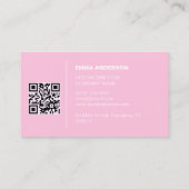Carte De Visite Logo professionnel Bold Pink Qr Code (Dos)
