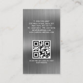 Carte De Visite Logo professionnel brossé gris métallique Code QR (Dos)