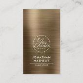 Carte De Visite Logo professionnel brossé métal or code QR (Devant)