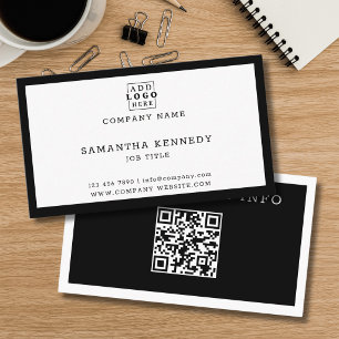 Carte De Visite Logo Professionnel Code QR Noir Et Blanc Moderne