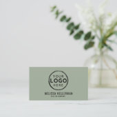 Carte De Visite Logo Professionnel Code QR Vert Sauge (Debout devant)