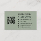 Carte De Visite Logo Professionnel Code QR Vert Sauge (Dos)