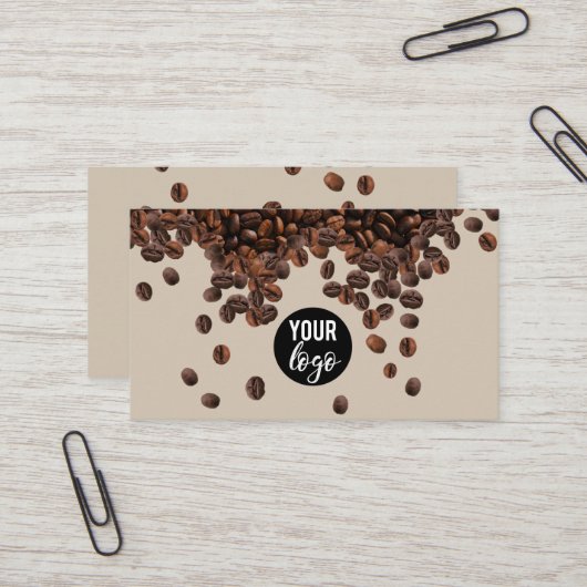 Carte De Visite Logo Professionnel de Café Beans (Devant/Arrière en situation)