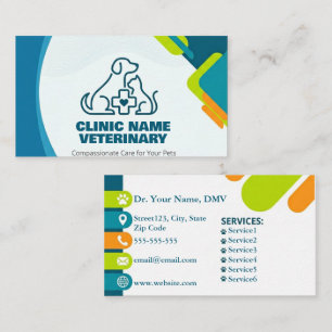 Carte De Visite Logo professionnel de clinique vétérinaire moderne