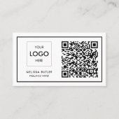 Carte De Visite Logo professionnel de code QR noir et blanc (Devant)