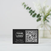 Carte De Visite Logo professionnel de code QR Noir Simple Professi (Debout devant)