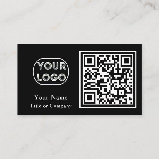 Carte De Visite Logo professionnel de code QR Noir Simple Professi (Devant)