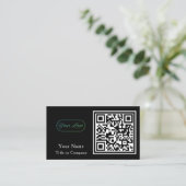 Carte De Visite Logo professionnel de code QR Noir Simple Professi (Debout devant)