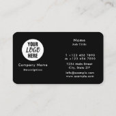 Carte De Visite Logo professionnel de l'entreprise Noir Blanc (Dos)
