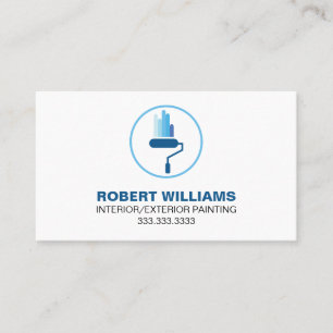 Carte De Visite Logo professionnel de peintre de maison bleu blanc