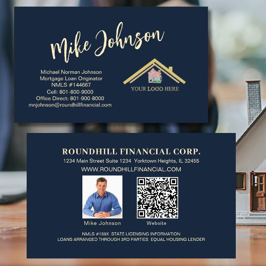 Carte De Visite Logo professionnel d'hypothèque moderne Code QR