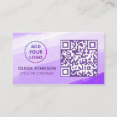 Carte De Visite Logo professionnel du code QR | Aquarelle violette (Devant)