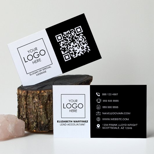 Carte De Visite Logo professionnel du code QR avant et arrière