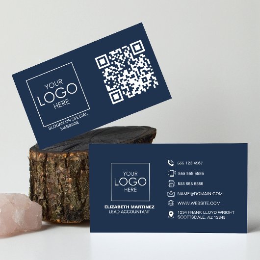 Carte De Visite Logo professionnel du code QR avant et arrière