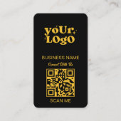 Carte De Visite Logo professionnel du code QR | Black Gold (Devant)