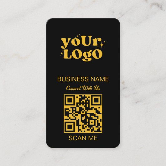 Carte De Visite Logo professionnel du code QR | Black Gold (Devant)