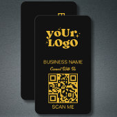 Carte De Visite Logo professionnel du code QR | Black Gold