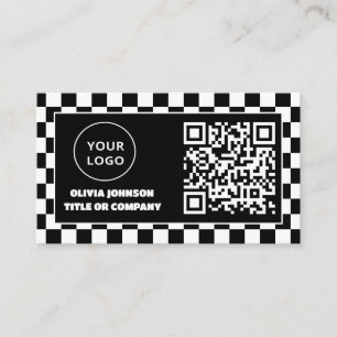 Carte De Visite Logo professionnel du code QR   Black Retro Profes