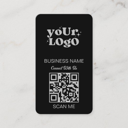 Carte De Visite Logo professionnel du code QR | Black Silver Moder (Devant)