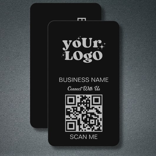 Carte De Visite Logo professionnel du code QR | Black Silver Moder